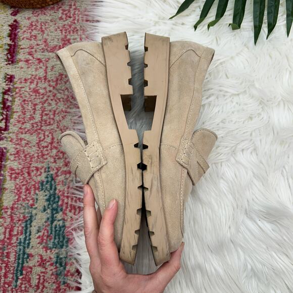 Dolce Vita Neutral Minimalist Chunky Platform Elias Dune Suede Leather Loafers 9 - Picture 6 of 9